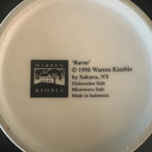 Set of 2 Warren Kimble RED BARNS 1998 Folk Art Coffee Mugs ~ Sakura ~ Americana - Picture 10 of 10